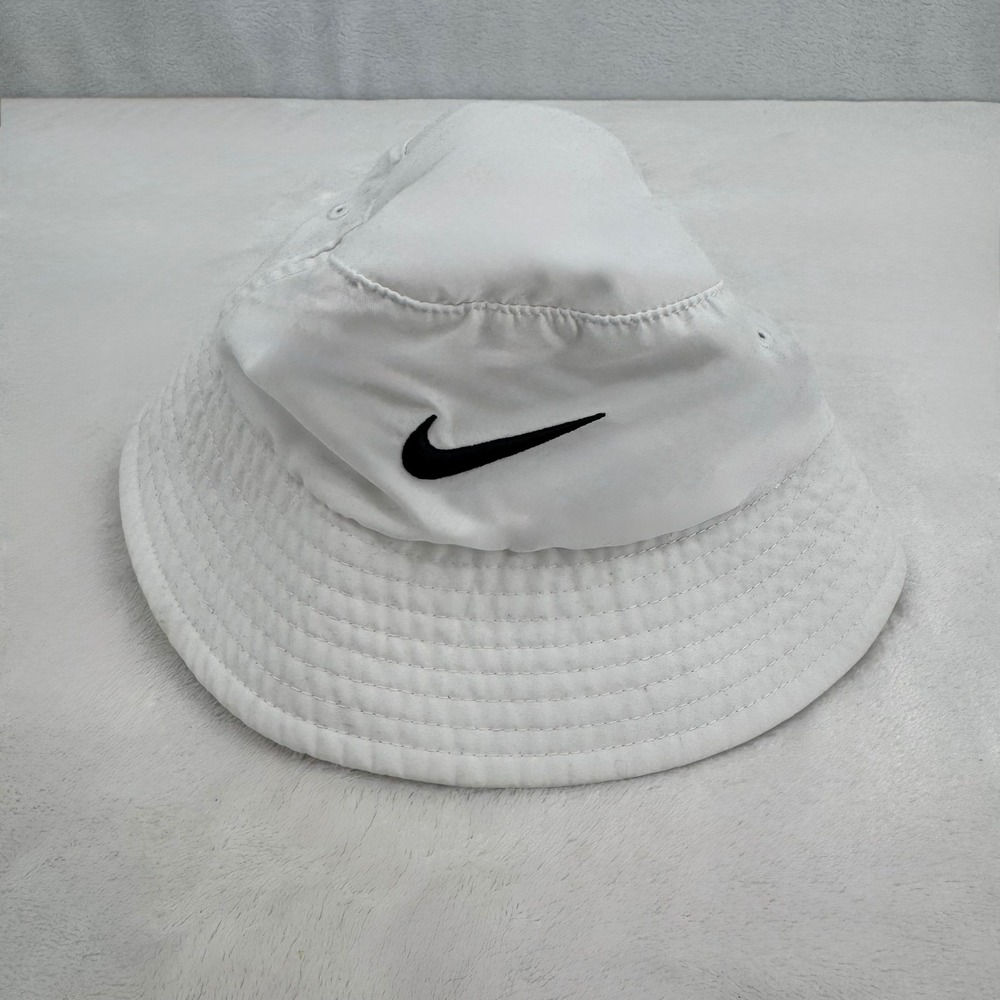 Nike Bucket Hat Toddler Sunhat White W/ Chin Strap UPF 40+ Sun Protection Water - Picture 1 of 3